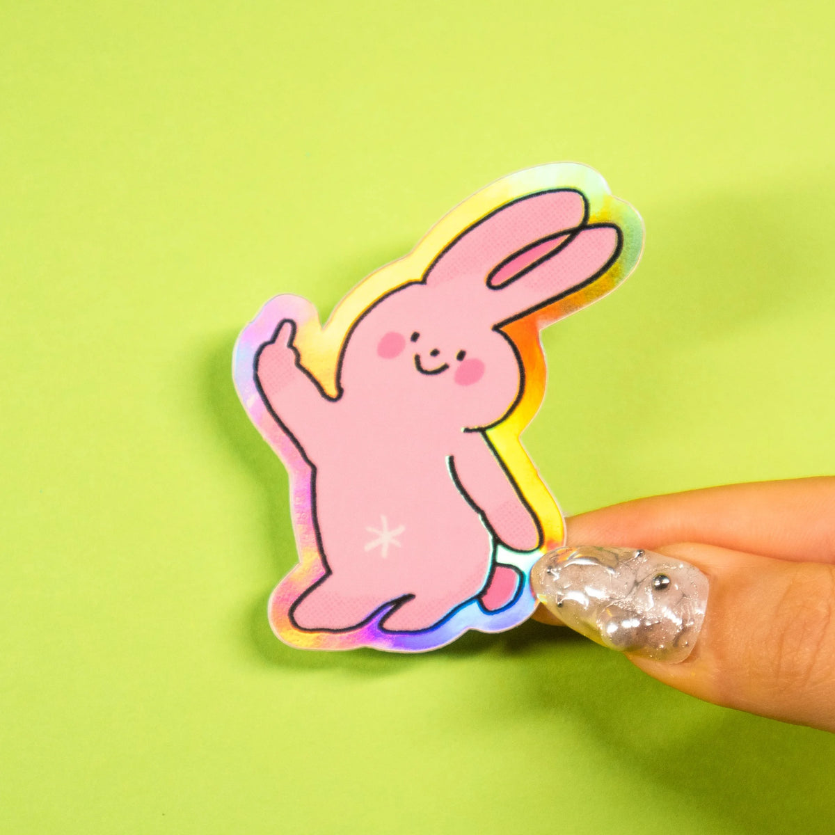 Moody Bunny Holographic Sticker