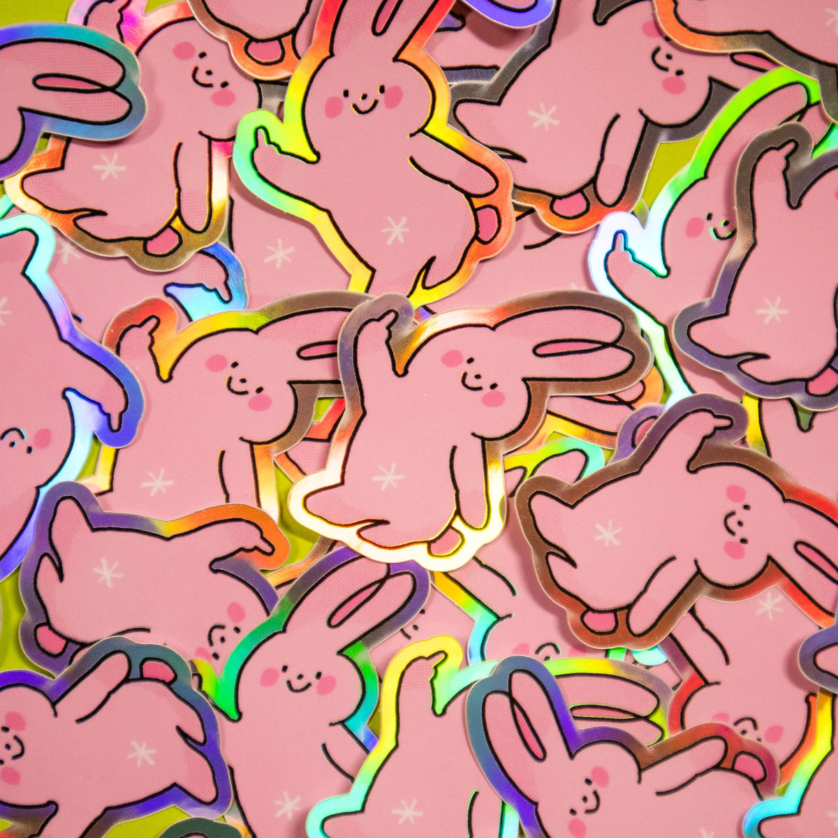 Moody Bunny Holographic Sticker