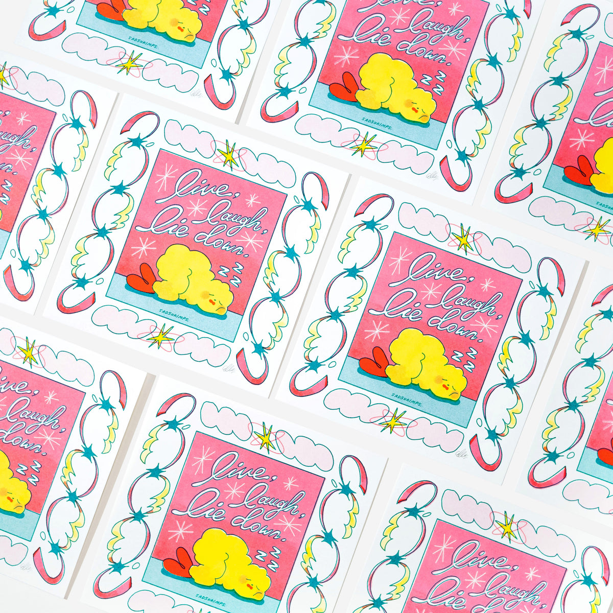 Live, Laugh, Lie Down Risograph